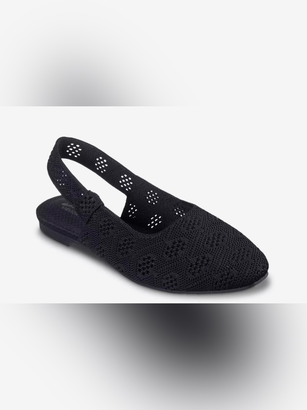 Skechers Cleo Black Knit Slingback Flat memory foam soles